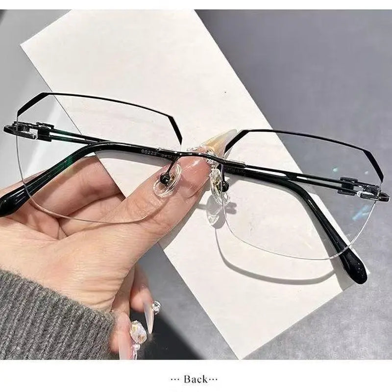 Fashionable Modern Minimalist Frameless Reading Glasses, Lightweight Metal Frame, for Work, Gaming & Daily Use