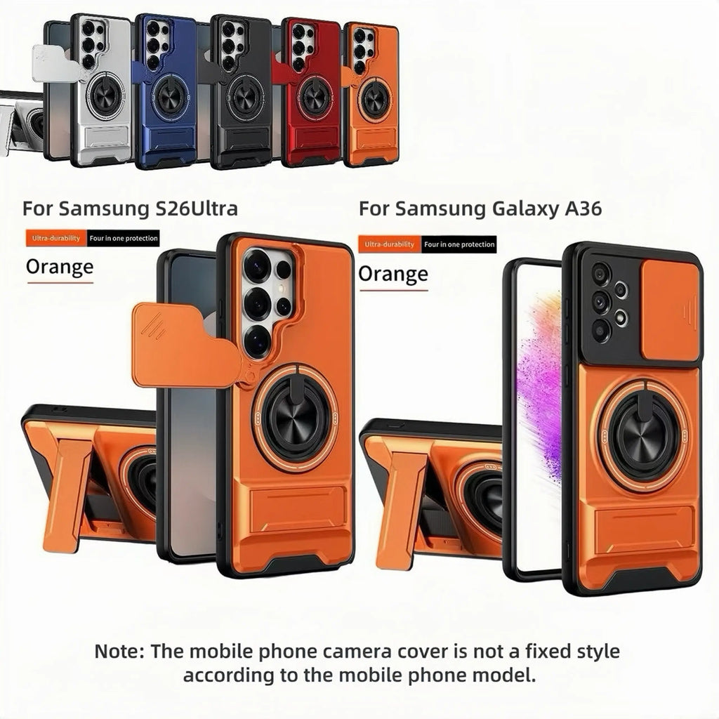Rotating Ring Phone Case, Compatible with Samsung 26/25/24/23/22/21 Ultra, High-End Design, Practical Stand Case, TPU+PC Armor Shell, with Camera Protector, Unisex, Military-Grade Protective Case