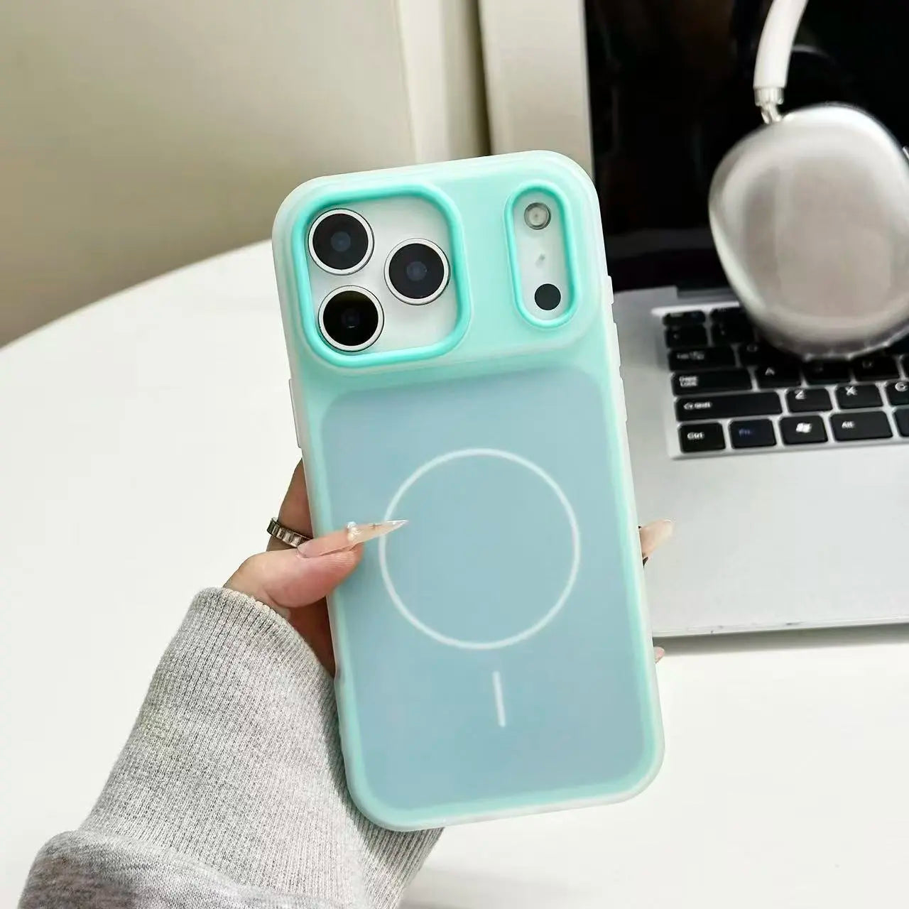 Iphone 17 Pro Max Air 16 Pro 15 14 plus 13 12 11 Pro Magnetic Defender 2 in 1 Dual Layer Jelly Soft Matte Clear Silicone + Candy Color-Blocking PC Hybrid Magsafe Wireless Charging Case Frosted Shockproof Bumper Luxury Back Cover
