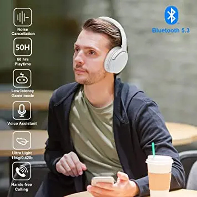 Srhythm NC25 Wireless Bluetooth 5.3 Over-Ear Noise Cancelling Headphones with Low Latency Game Mode