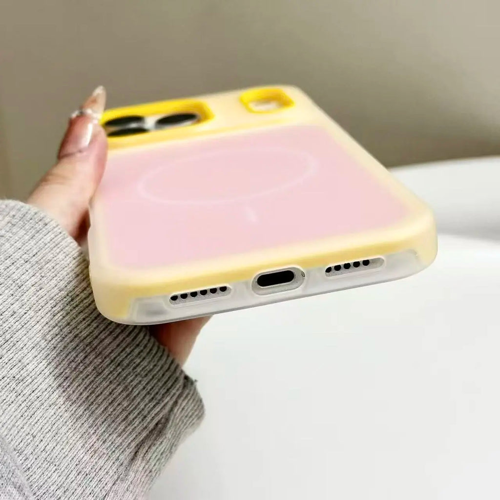 Iphone 17 Pro Max Air 16 Pro 15 14 plus 13 12 11 Pro Magnetic Defender 2 in 1 Dual Layer Jelly Soft Matte Clear Silicone + Candy Color-Blocking PC Hybrid Magsafe Wireless Charging Case Frosted Shockproof Bumper Luxury Back Cover