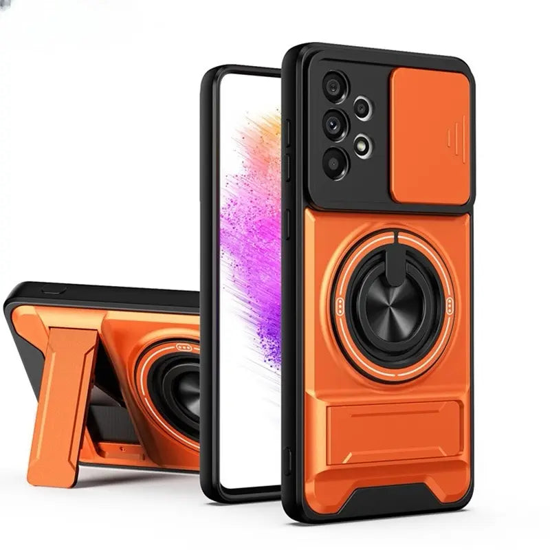 Rotating Ring Phone Case, Compatible with Samsung 26/25/24/23/22/21 Ultra, High-End Design, Practical Stand Case, TPU+PC Armor Shell, with Camera Protector, Unisex, Military-Grade Protective Case