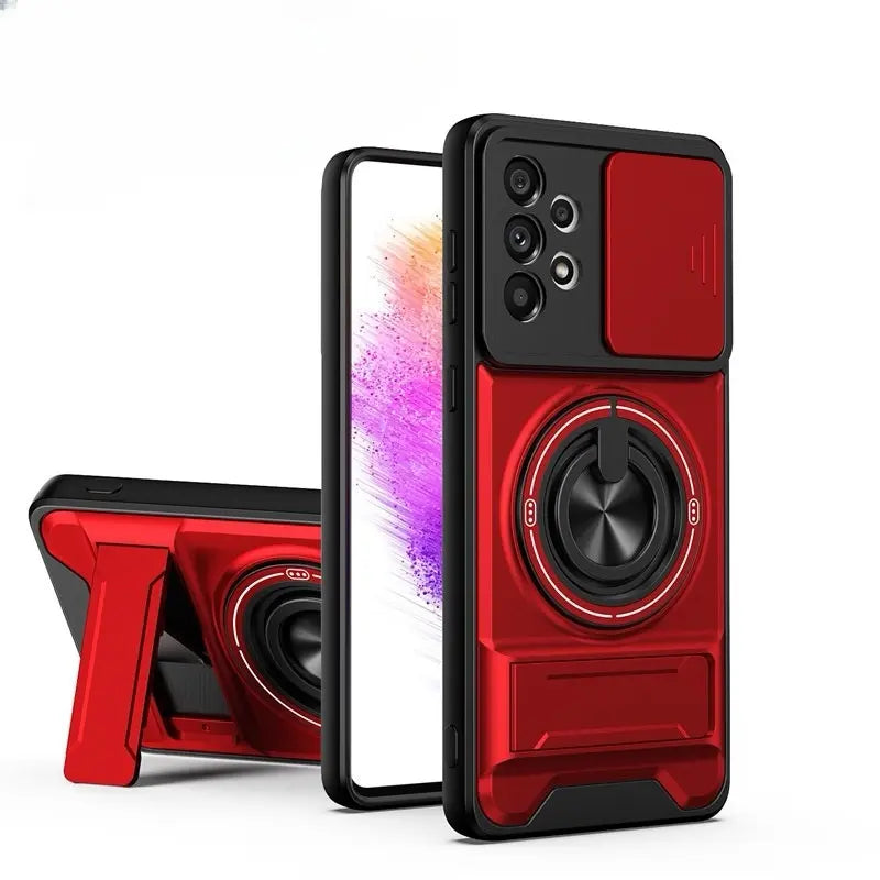 Rotating Ring Phone Case, Compatible with Samsung 26/25/24/23/22/21 Ultra, High-End Design, Practical Stand Case, TPU+PC Armor Shell, with Camera Protector, Unisex, Military-Grade Protective Case