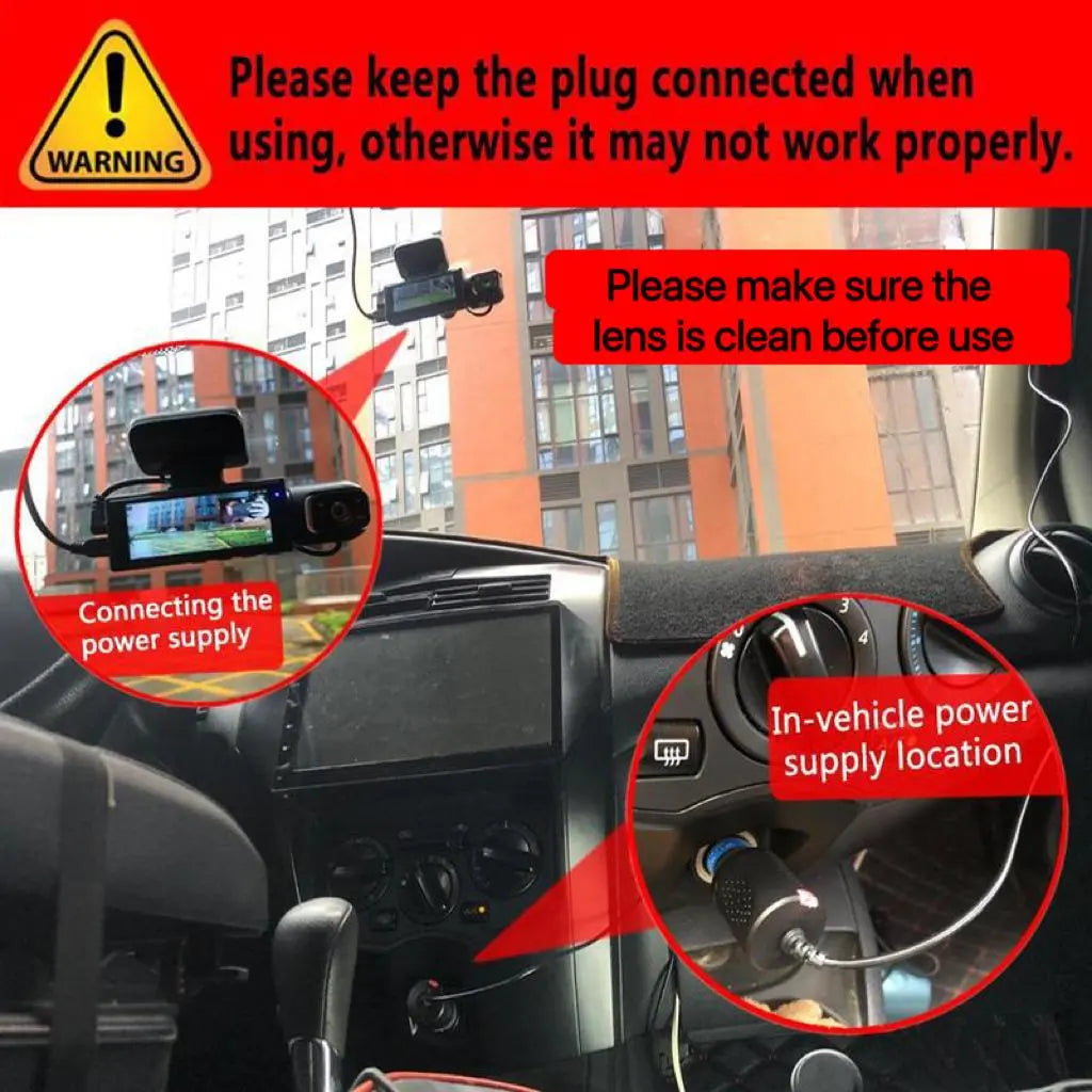 High-Definition Front and Rear Dual-Lens Car-Mounted Driving Recorder with 3.16-Inch IPS Screen Car Dash Camera, Dash Camera for Cars Front and Rear