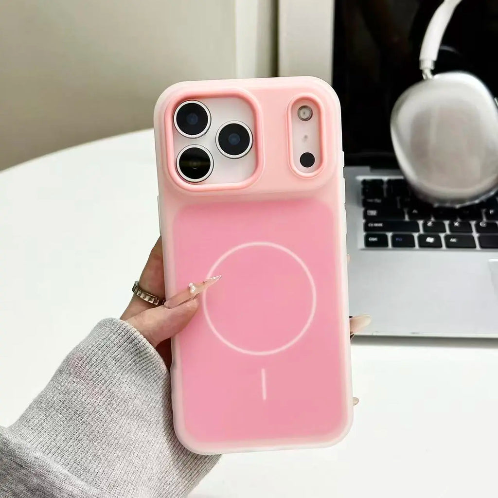 Iphone 17 Pro Max Air 16 Pro 15 14 plus 13 12 11 Pro Magnetic Defender 2 in 1 Dual Layer Jelly Soft Matte Clear Silicone + Candy Color-Blocking PC Hybrid Magsafe Wireless Charging Case Frosted Shockproof Bumper Luxury Back Cover