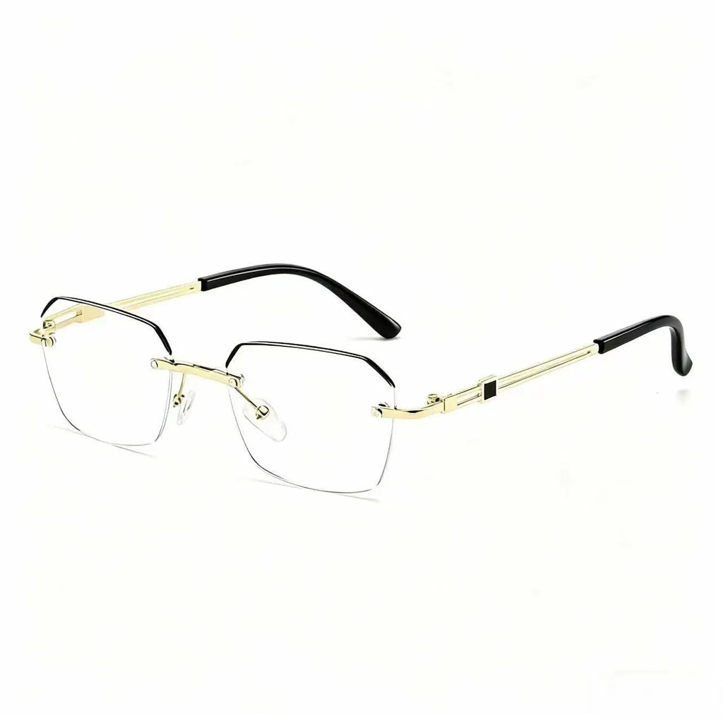 Fashionable Modern Minimalist Frameless Reading Glasses, Lightweight Metal Frame, for Work, Gaming & Daily Use