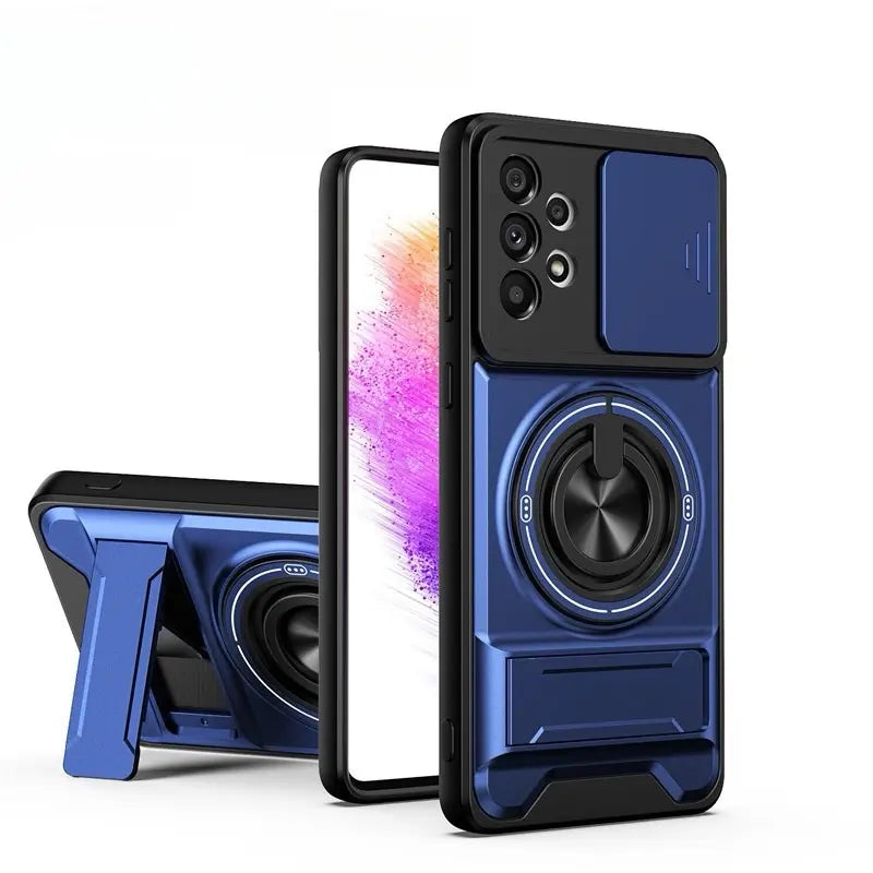 Rotating Ring Phone Case, Compatible with Samsung 26/25/24/23/22/21 Ultra, High-End Design, Practical Stand Case, TPU+PC Armor Shell, with Camera Protector, Unisex, Military-Grade Protective Case
