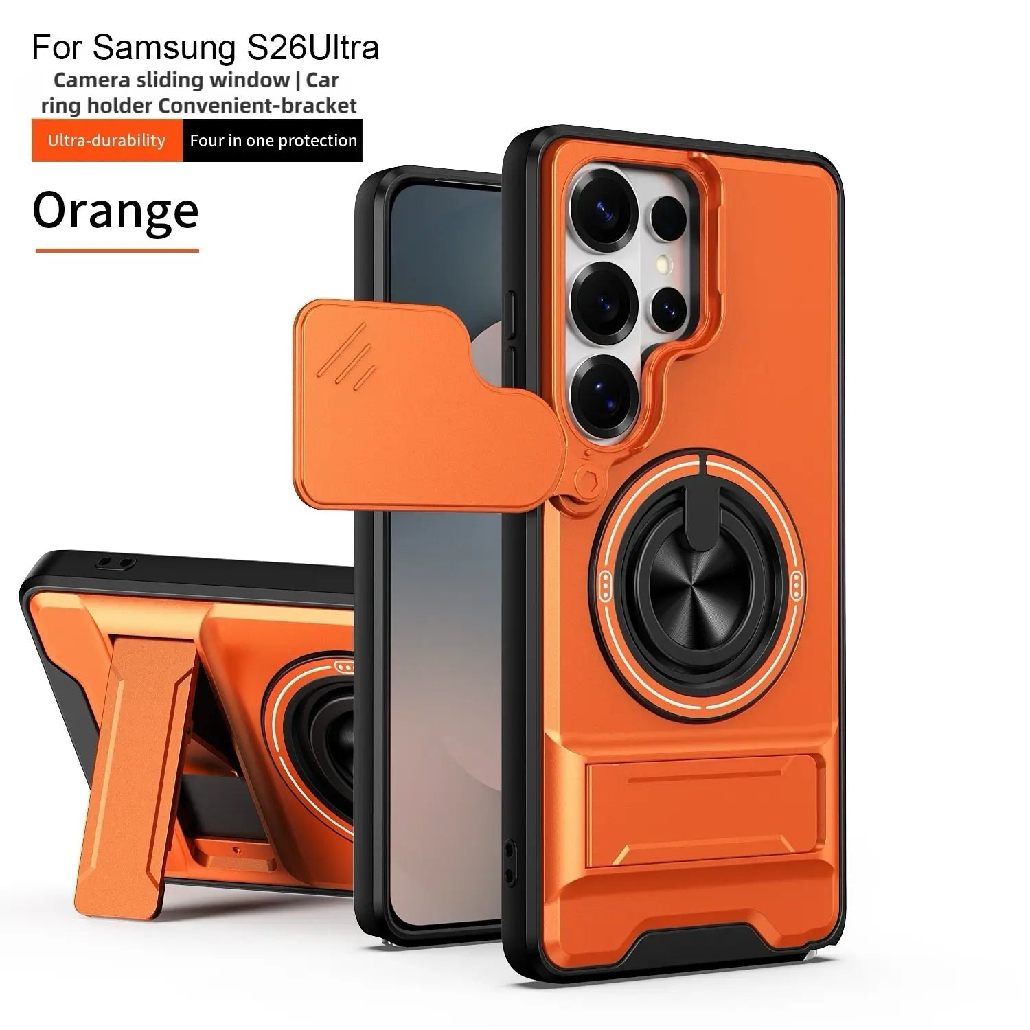 Rotating Ring Phone Case, Compatible with Samsung 26/25/24/23/22/21 Ultra, High-End Design, Practical Stand Case, TPU+PC Armor Shell, with Camera Protector, Unisex, Military-Grade Protective Case