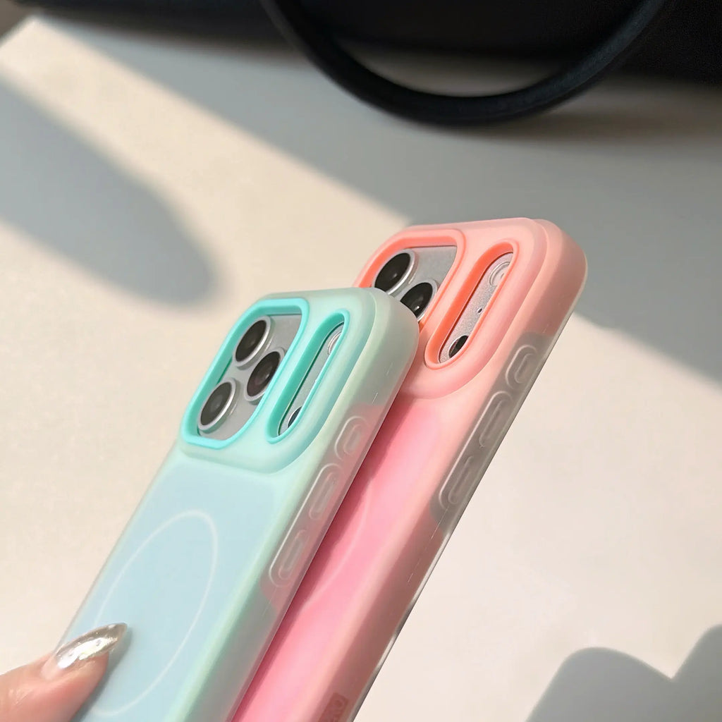 Iphone 17 Pro Max Air 16 Pro 15 14 plus 13 12 11 Pro Magnetic Defender 2 in 1 Dual Layer Jelly Soft Matte Clear Silicone + Candy Color-Blocking PC Hybrid Magsafe Wireless Charging Case Frosted Shockproof Bumper Luxury Back Cover