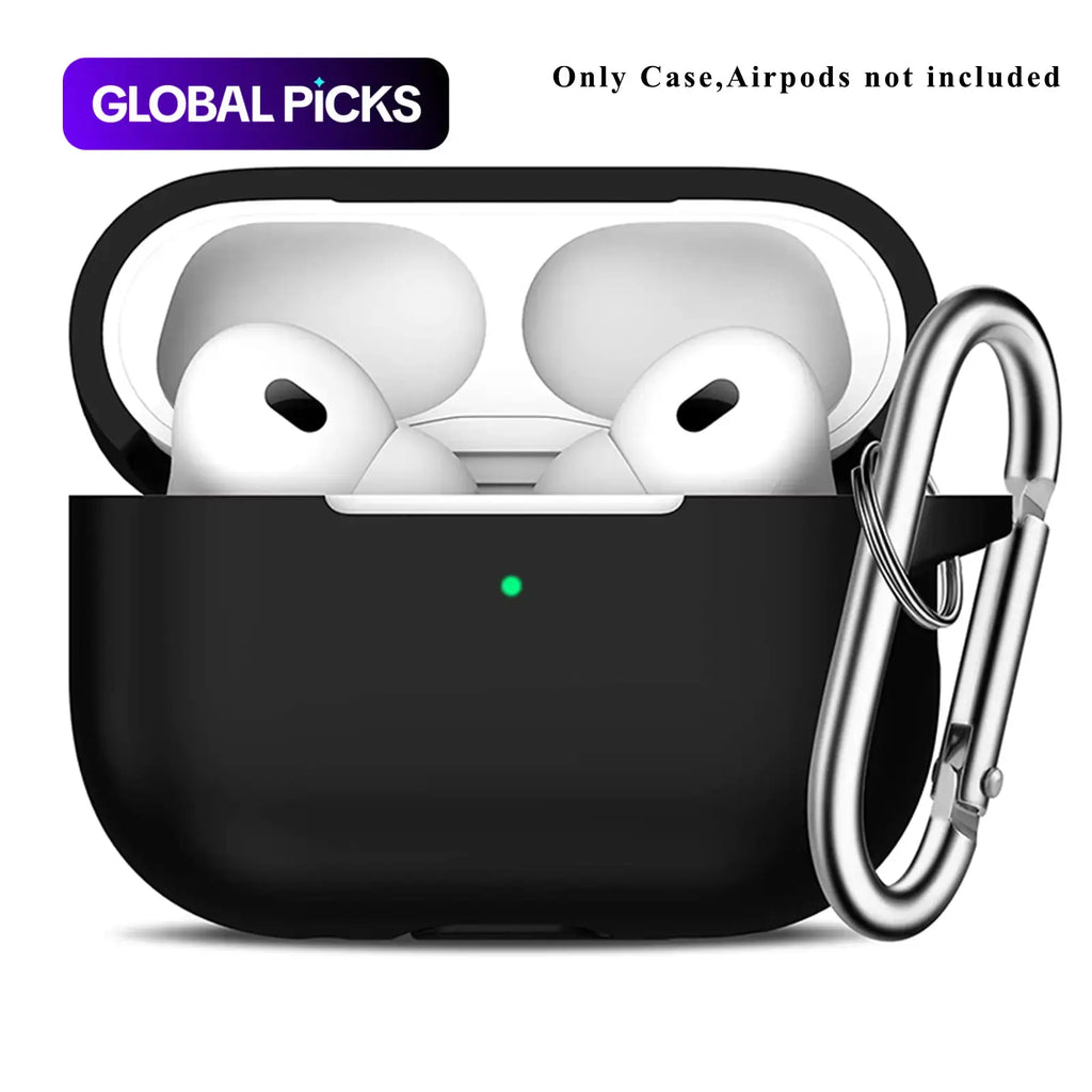 Premium Silicone Earphone Case with Carabiner - Shockproof Protective Cover for AirPods Pro 2 with Visible LED Charging Indicator - Ideal Earbud Protector for Men and Women