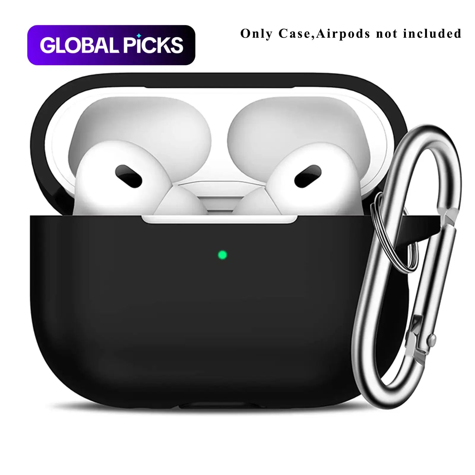 Premium Silicone Earphone Case with Carabiner - Shockproof Protective Cover for AirPods Pro 2 with Visible LED Charging Indicator - Ideal Earbud Protector for Men and Women