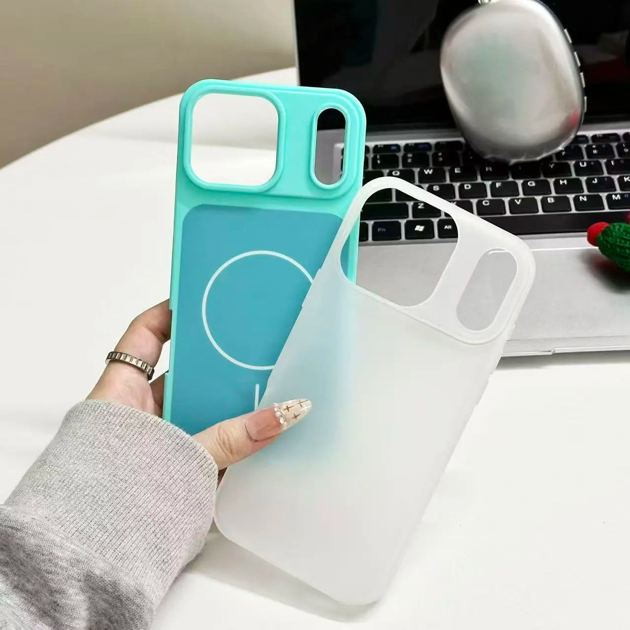 Iphone 17 Pro Max Air 16 Pro 15 14 plus 13 12 11 Pro Magnetic Defender 2 in 1 Dual Layer Jelly Soft Matte Clear Silicone + Candy Color-Blocking PC Hybrid Magsafe Wireless Charging Case Frosted Shockproof Bumper Luxury Back Cover
