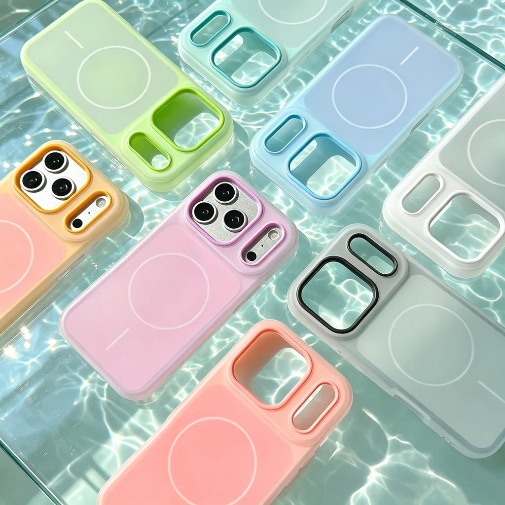 Iphone 17 Pro Max Air 16 Pro 15 14 plus 13 12 11 Pro Magnetic Defender 2 in 1 Dual Layer Jelly Soft Matte Clear Silicone + Candy Color-Blocking PC Hybrid Magsafe Wireless Charging Case Frosted Shockproof Bumper Luxury Back Cover
