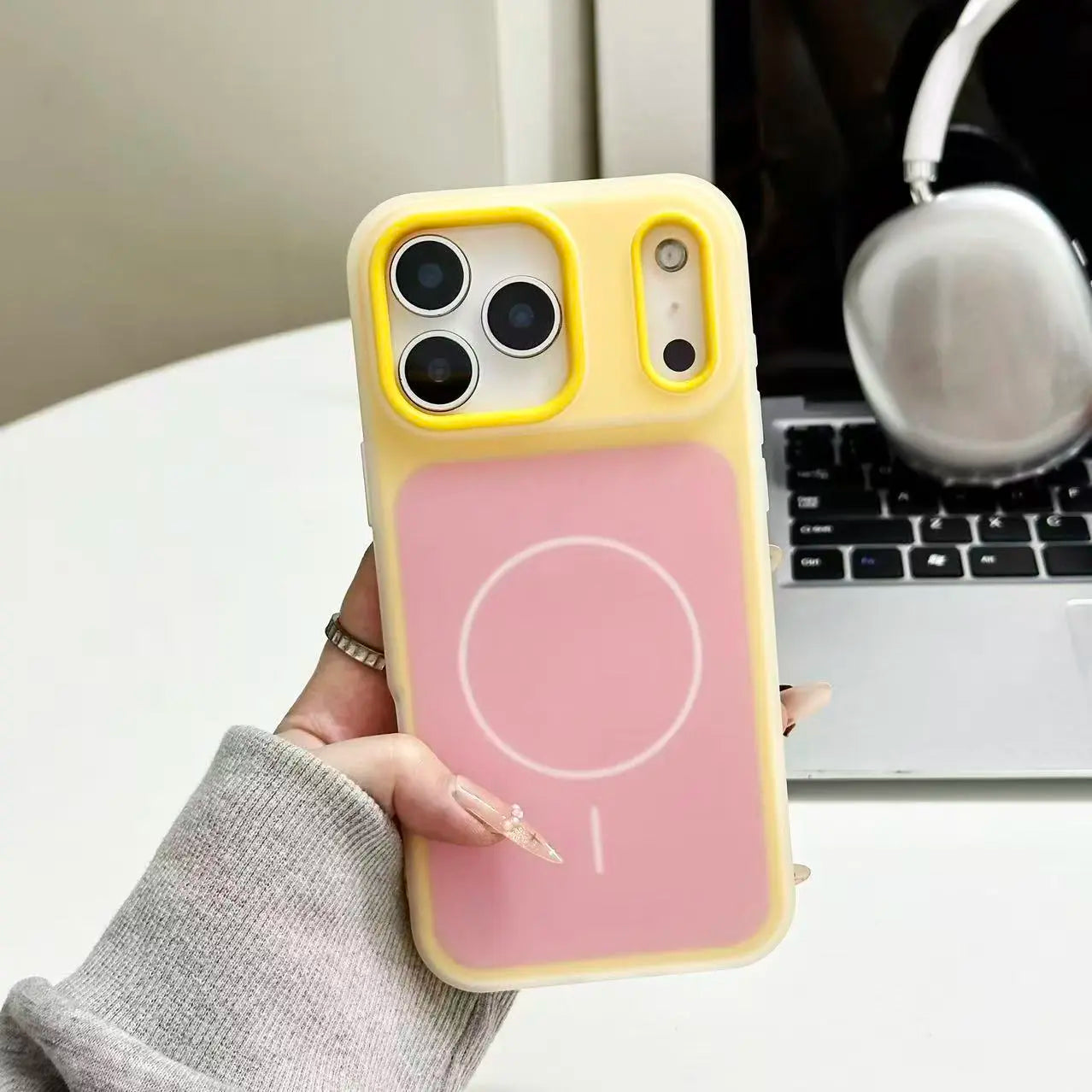Iphone 17 Pro Max Air 16 Pro 15 14 plus 13 12 11 Pro Magnetic Defender 2 in 1 Dual Layer Jelly Soft Matte Clear Silicone + Candy Color-Blocking PC Hybrid Magsafe Wireless Charging Case Frosted Shockproof Bumper Luxury Back Cover