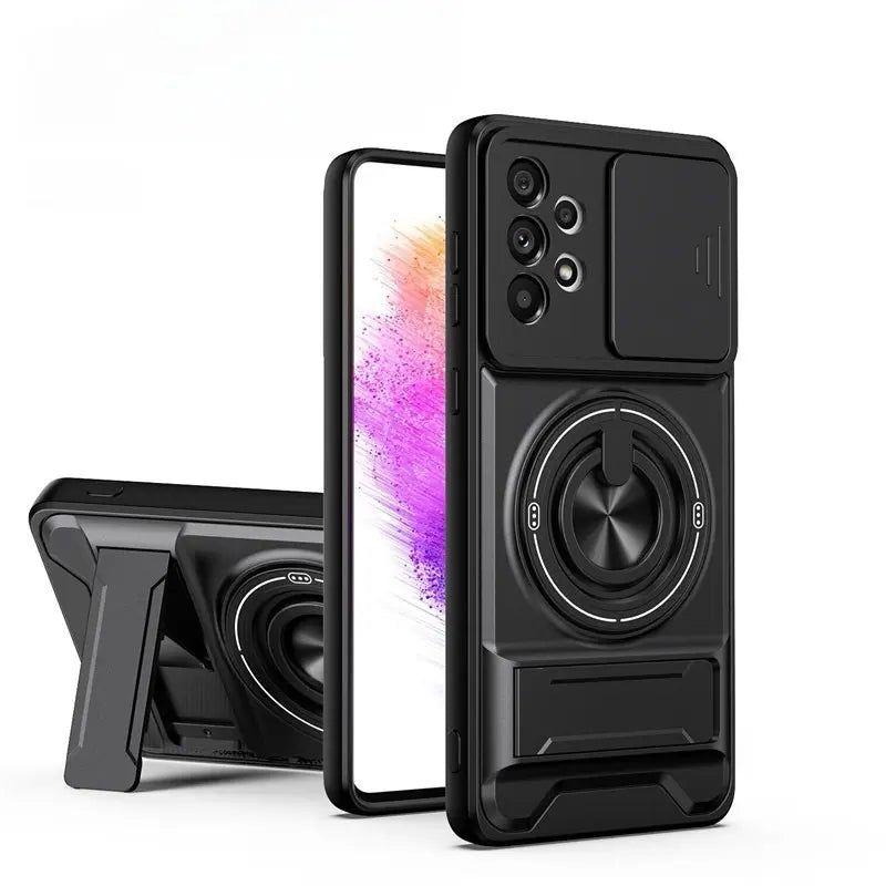 Rotating Ring Phone Case, Compatible with Samsung 26/25/24/23/22/21 Ultra, High-End Design, Practical Stand Case, TPU+PC Armor Shell, with Camera Protector, Unisex, Military-Grade Protective Case